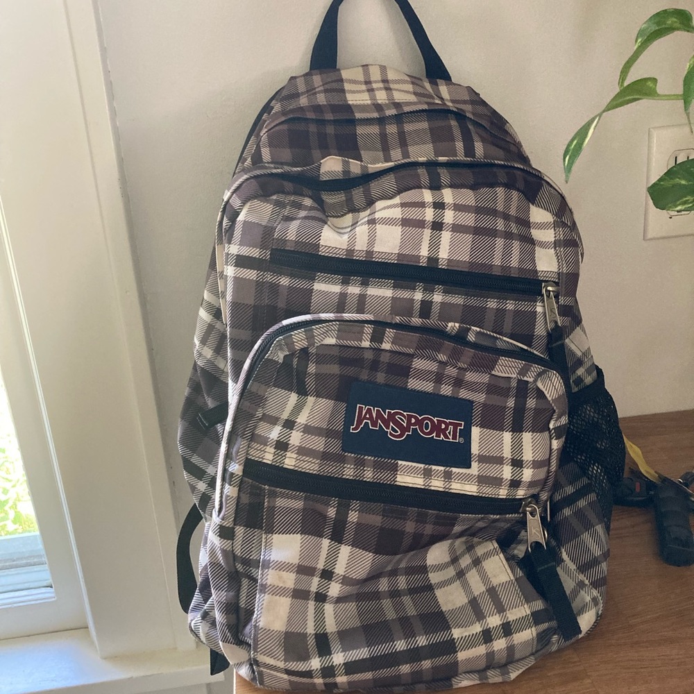Large plaid jansport backpack